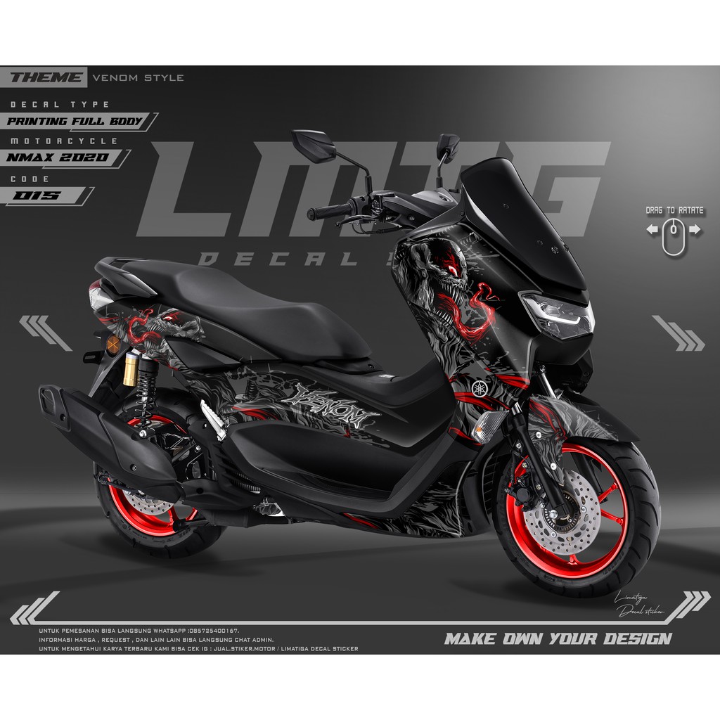 Decal Stiker Nmax new Dekal stikcer nmax 2020 Full Body - kode 15 MOTIF VENOM