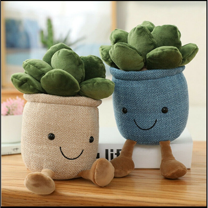 Lifelike Succulent Plants Plush Stuffed Toys Soft Doll Potted Flowers Decoration