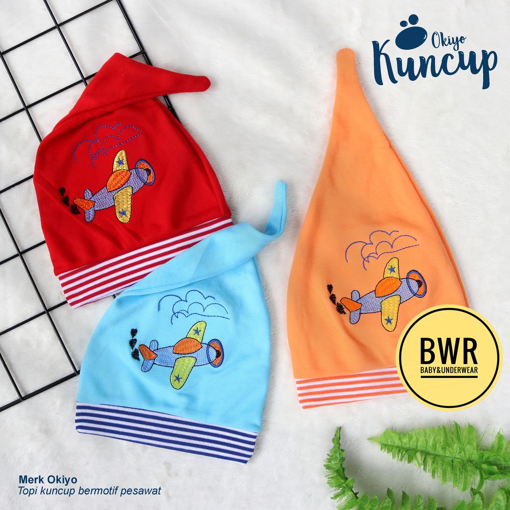 Knot Baby Hat Kuncup Lancip | Topi Bayi Newborn OKIYO 03 Topi Bayi Baru Lahir Motif Pesawat - Bwr