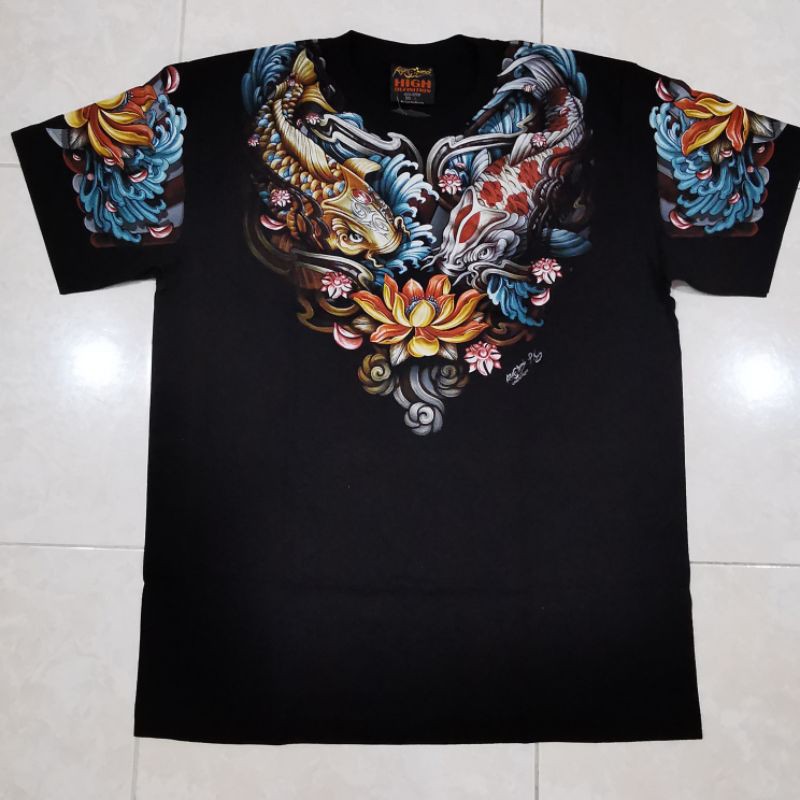 Kaos Rock Chang Tee FULL HD Import Ikan Koi Seri Jepang Japanese Japan Series Glow In The Dark