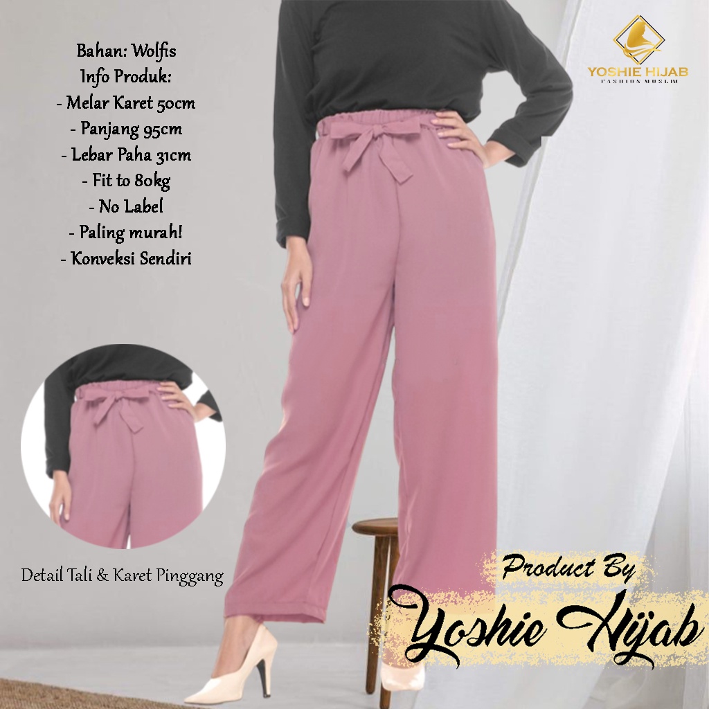 Celana Panjang Wanita Kulot Wolfis Kulot Ribbon Pants Celana Wanita Highwaist Celana Harian Wanita | Kulot Ribon | Kulot Grosir