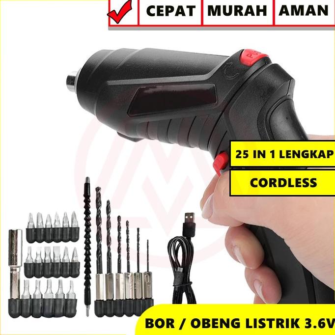 MESIN BOR LISTRIK CORDLESS TANPA KABEL OBENG LISTRIK CORDLESS 3.6V modmark98 Kualitas Baik