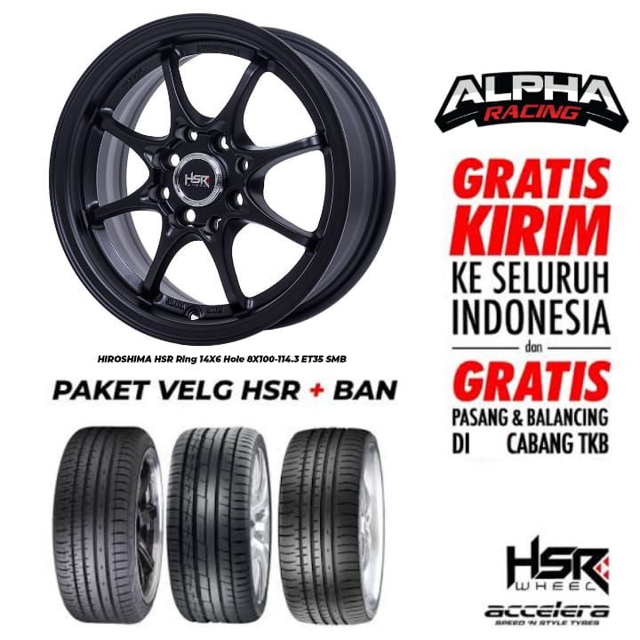 Paket Velg Plus Ban Ayla, Brio, Xenia, Avanza HSR Hiroshima Ring14 Pelek Murah