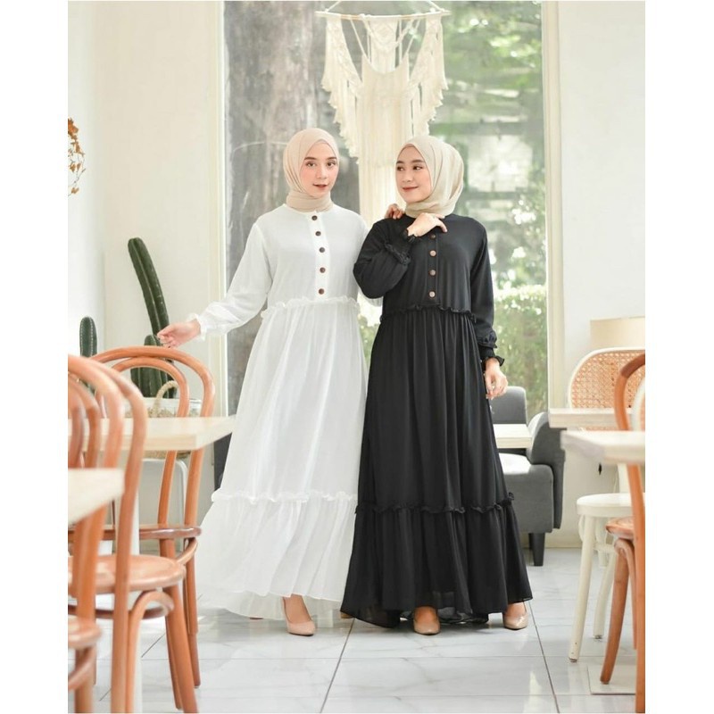 BEFAST - ZEC OOTD Wanita Gamis NOVIE / Gamis Chika Rempel Daily Busui Dress Muslim / LongDress Kekinian / Fashion Wanita Formal / Dress Polos Lengan Panjang / OOTD Remaja Muslimah Casual Terbaru / Jumbo Dress