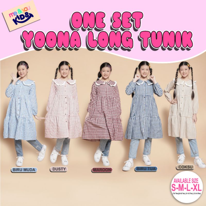 Stelan Tunik Anak Perempuan 7-14Tahun/ Stelan Tunik Yoona Series By Me & You Kids/Tunik Anak Motif K