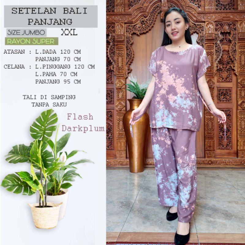... PIYAMA SETELAN BALI PANJANG JUMBO  XXL || LENGAN PANJANG KALINA