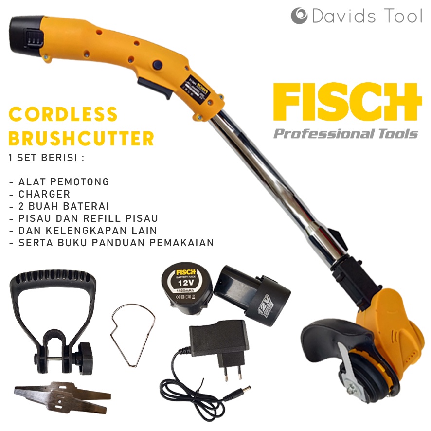 Mesin Potong Rumput Baterai Brushcutter Elektrik Cordless Fisch FBC12