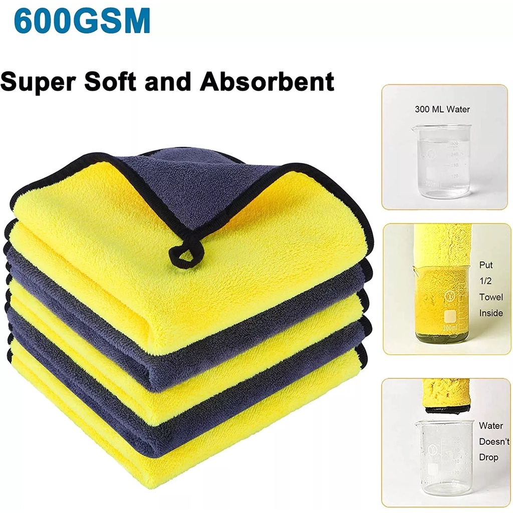 Kain Lap Kaca Mobil Motor Microfiber Serbaguna 30X30Cm 2 Sisi Halus Multifungsi 500GSM