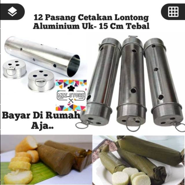 12 PCS CETAKAN LONTONG ALUMINIUM 15x4 TEBAL