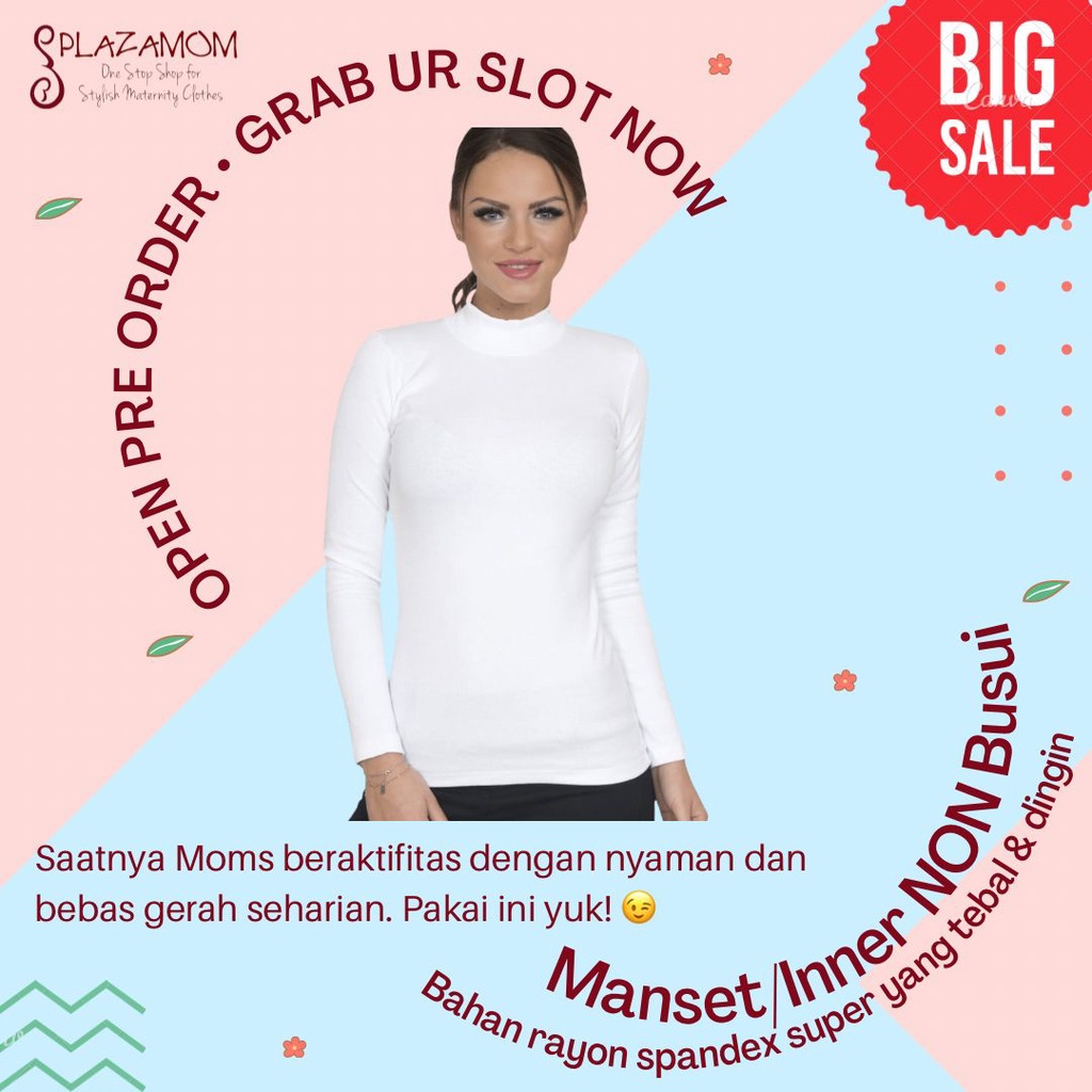 Manset inner dalaman kaos daleman baju manset lengan panjang wanita bahan rayon spandex super kualitas premium nyaman dipakai dingin menyerap keringat anti gerah tebal tidak menerawang