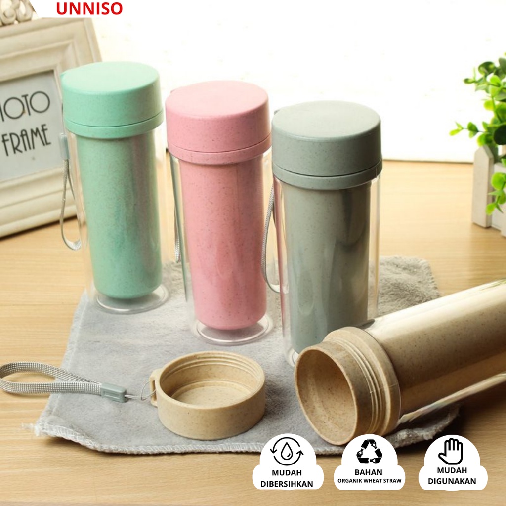 UNNISO - Botol Minum Organik Wheat Straw Mug Cup Double Layer BM2