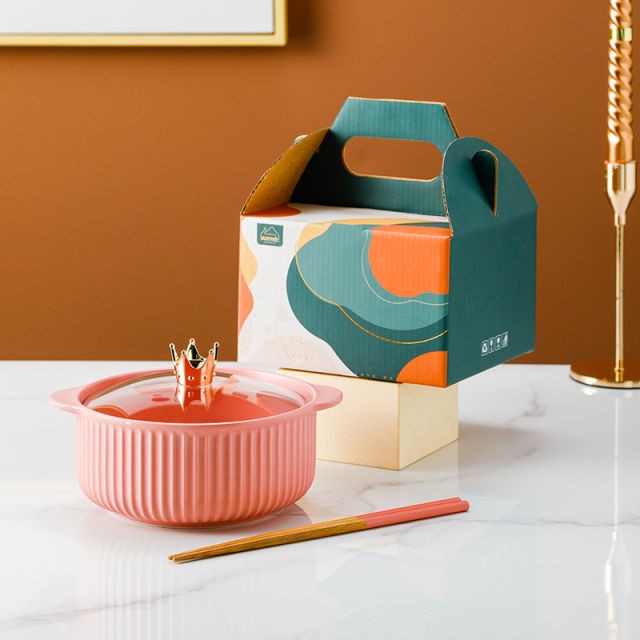 

Hampers Set Mangkok Mie Instan Ramen Keramik Noodle Bowl Souvenir Kado - Pink, Bubble Standar