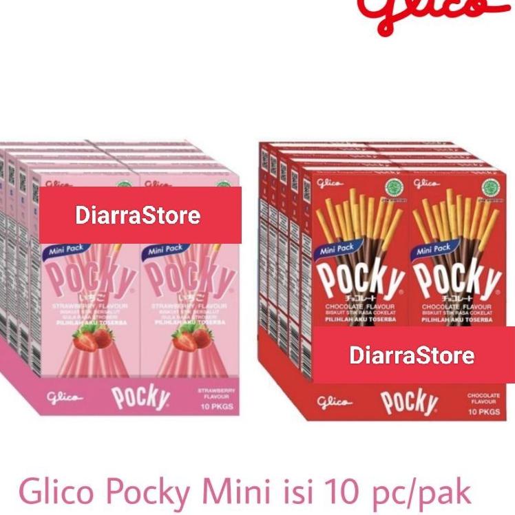 

KODEW2i2H--Pocky 1 Box (isi 10) Mini Stick Coklat 22gr / Strawberry 21gr