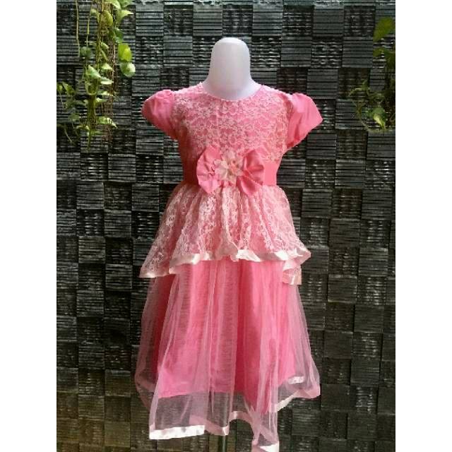 Gaun Anak - Dress / Gaun / Baju Pesta Anak Perempuan Cewek Birthday Ulang Tahun 11 - Merah, 11