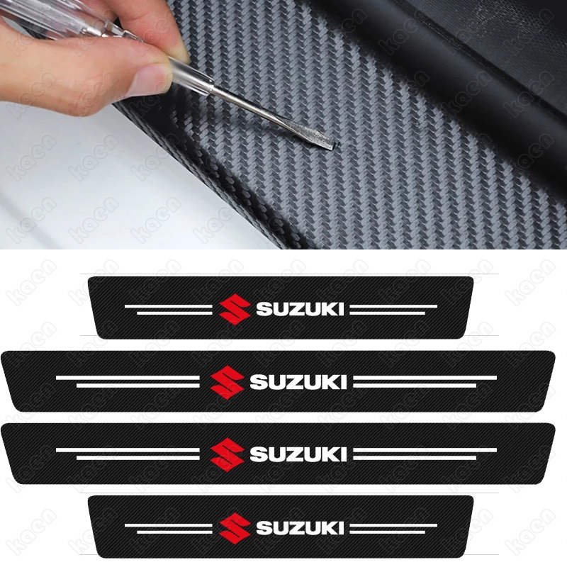 4 buah Mobil Serat Karbon Pintu Sill Protector Sticker untuk Suzuki Untuk Suzuki ERTIGA Swift XL7 SX4 Jimny vitara jimny Aksesoris