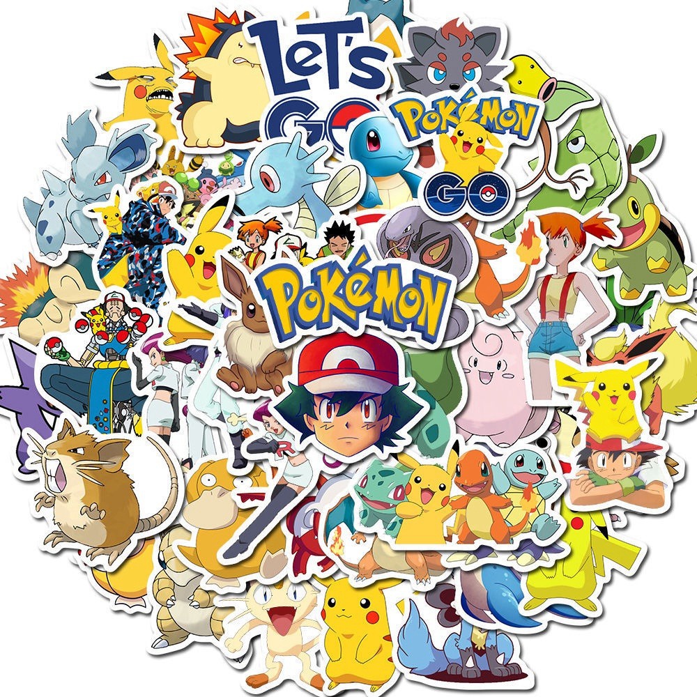 100pcs Stiker Desain Kartun Pokemon Pikachu Model DIY