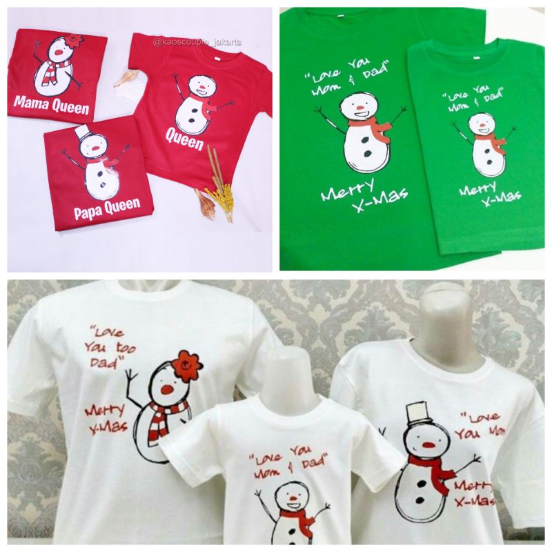 GRATIS NAMA, Kaos Natal/Baju Natal/T-shirt Natal 2021 Terbaru Anak Lucu|Christmas Snowman|Sekolah Mi
