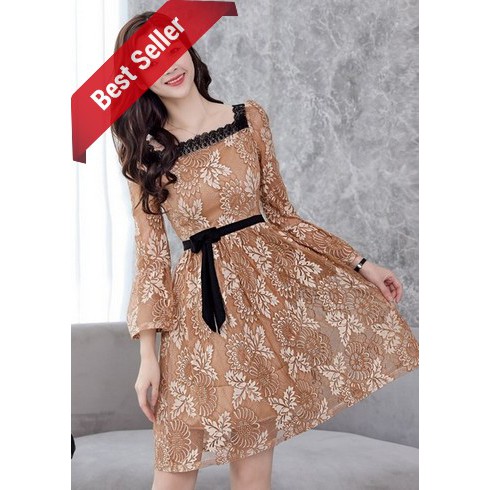 TERMURAH - Dress Import Sexy Party Mini Pesta Lace Brukat Korea Green Gold Beige Wanita Murah