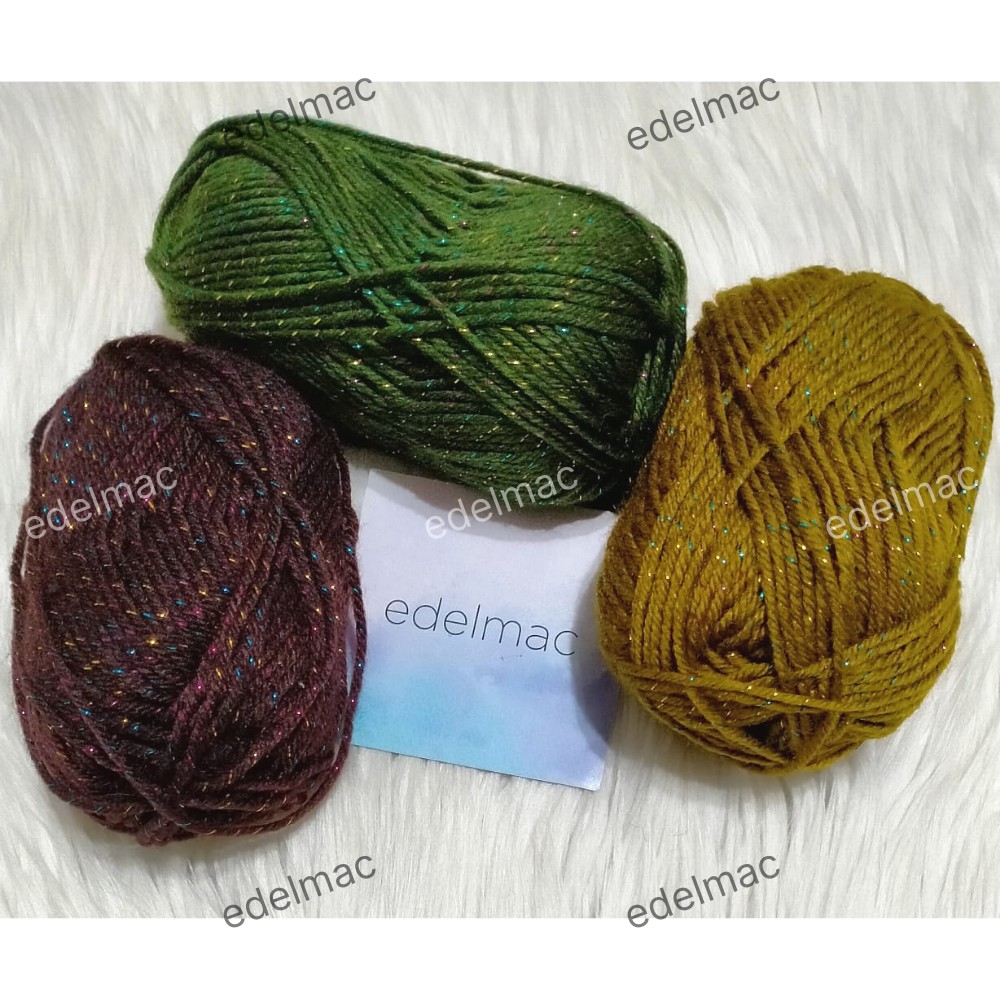 Benang Wool Yarn Gold Blink | Wol Rajut | Macrame Weaving | Crochet