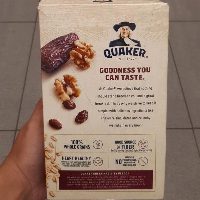 

Terbaru quaker instant oatmeal raisin date & walnut 370gr