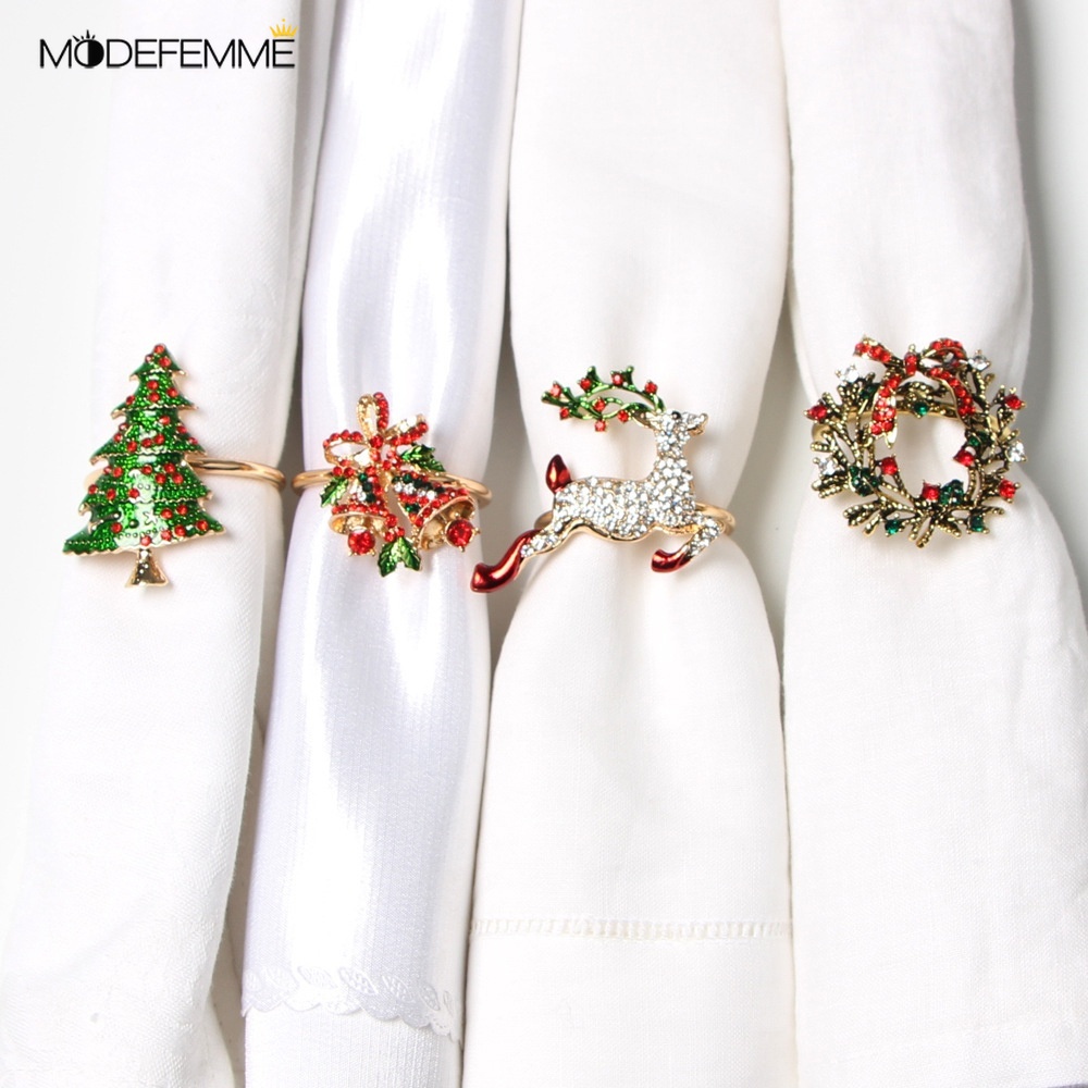 [ Metal Christmas Tree Napkin Rings   Home Decor Accessories Circle  Decoration Gift ]