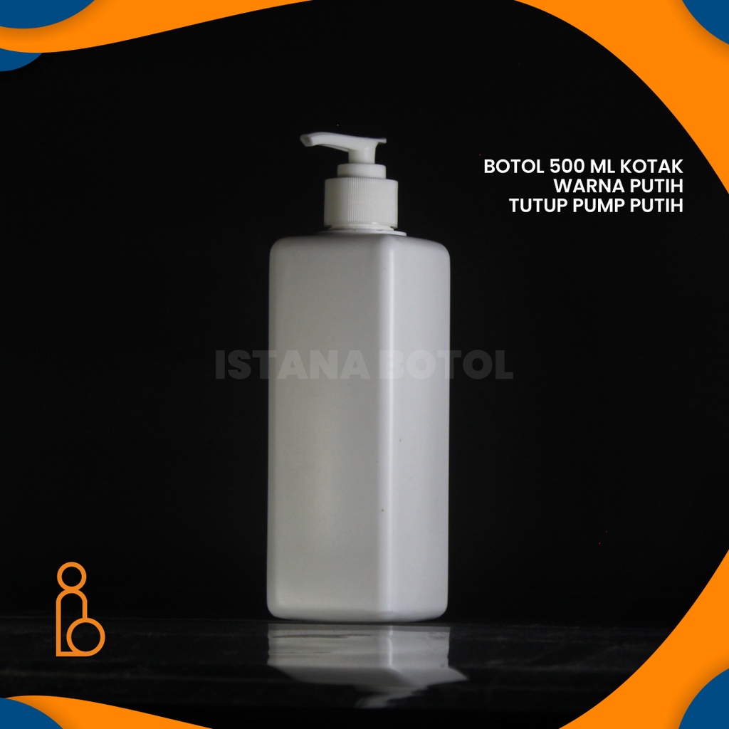 BOTOL PUMP 500ML KOTAK HDPE PUTIH / BOTOL KOTAK PUMP 500ML HDPE PUTIH / BOTOL KOTAK 500ML PENCET POM