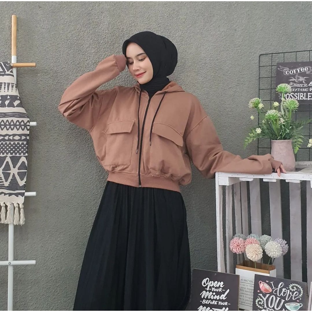 ZARRA CROOPE HOODIE JAKET WANITA - JAKET CROPE WANITA - JAKET HOODIE