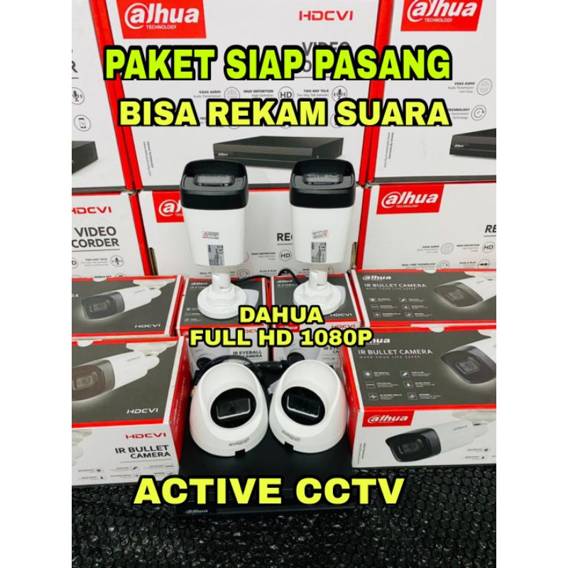 paket camera cctv 4 kamera dahua 2mp audio built in mic 1080p 4 channel ch bisa rekam suara 4ch