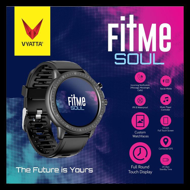 Vyatta Fitme Soul Smartwatch - Custom Watch Face, Full Touch, Metal - Hitam Kode 486
