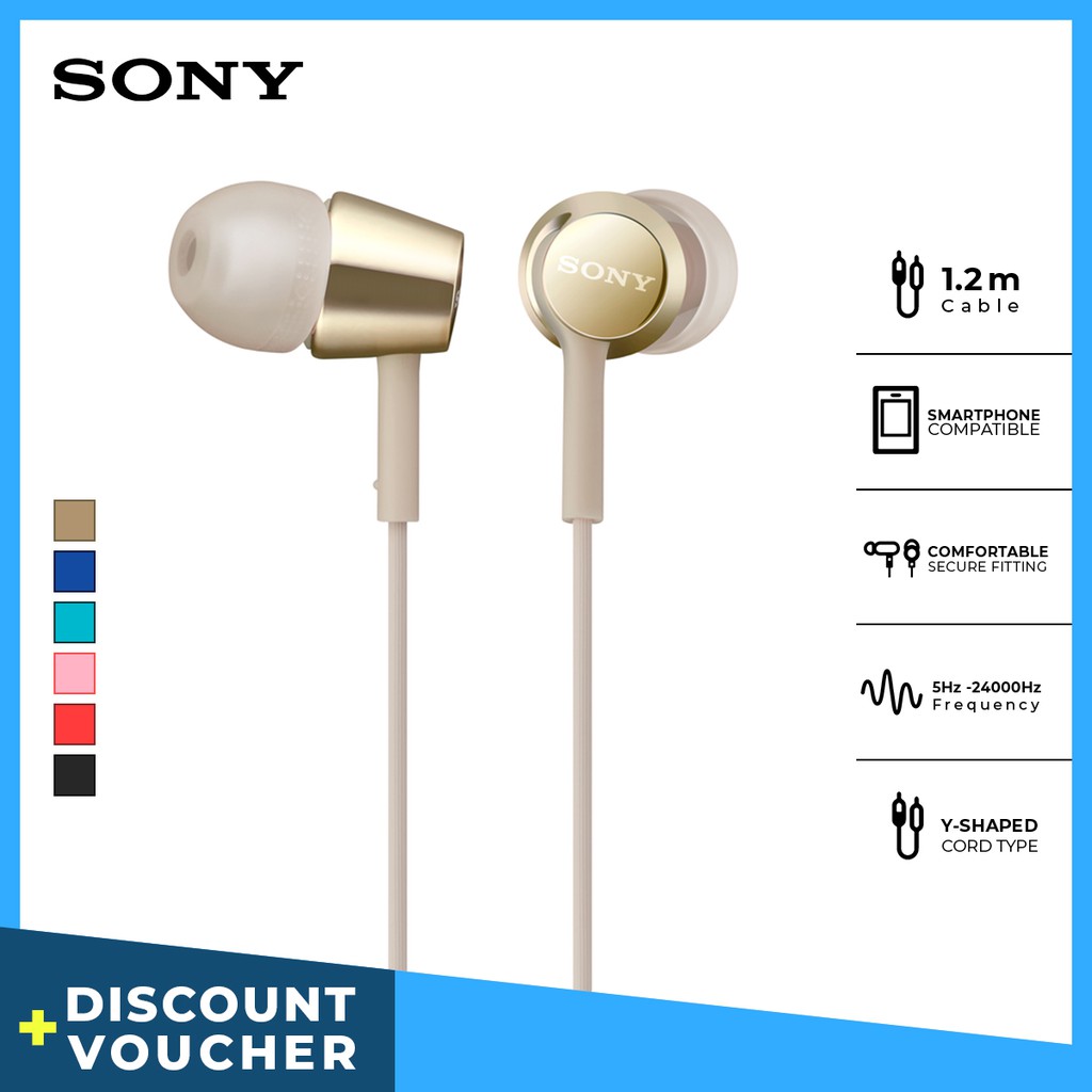 Earphone Sony MDR-EX155AP Wire Headset With Microphone - Gold SONY Earphone Original