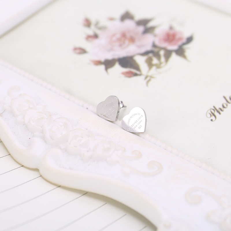 Siy Anting Tusuktindik Bahan Stainless Steel Desain Hatitulisan Forever Gaya Punk Untuk Hadiah