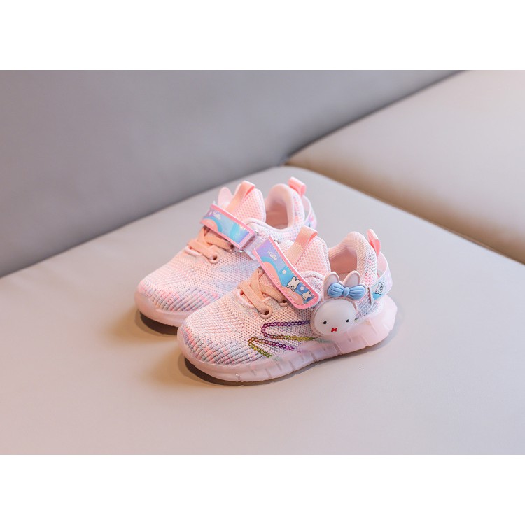 Sepatu Sneakers Anak Perempuan Terbaru IMPORT LED Motif HELLO RABBIT  028