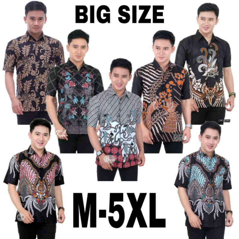 HEM BATIK LENGAN PENDEK SIZE JUMBO M,L,XL,XXL,3XL,4XL,5XL