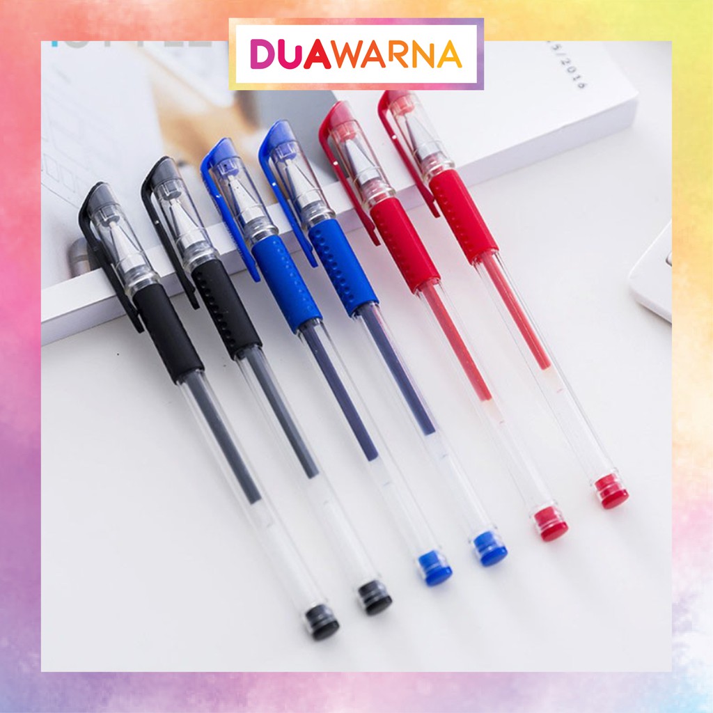 

DuaWarna Pulpen Gel Mini 0.5mm Bolpen Pulpen Tinta Gel Pena Sekolah Tipe Gel Hitam Biru Merah