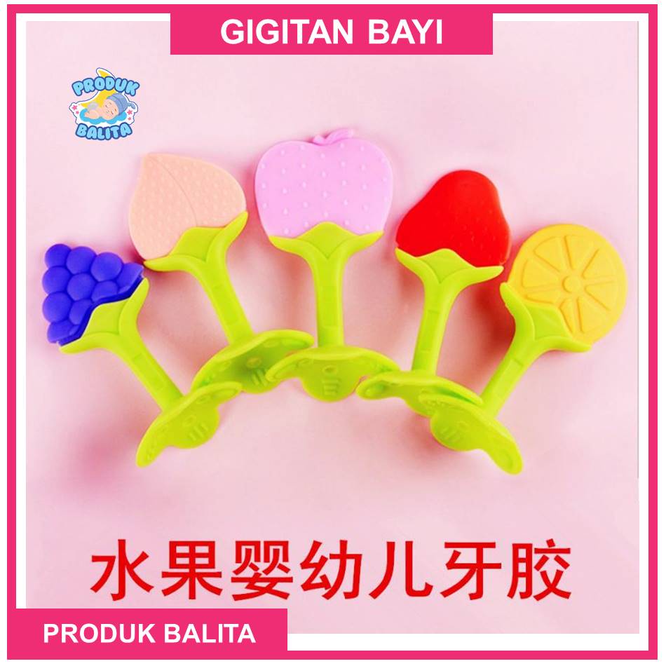 Gigitan Bayi Bentuk Buah Teether Bayi Bahan Silikon Mainan Gigitan Bayi aby Tooth Teether