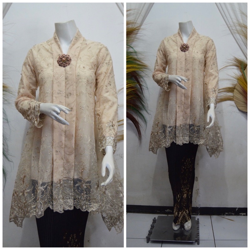 SALE-Kebaya Kartini Floy Kebaya Kartini Modern Kebaya Kartini Busui Kartini Pesta Keaya Wisuda-Krem