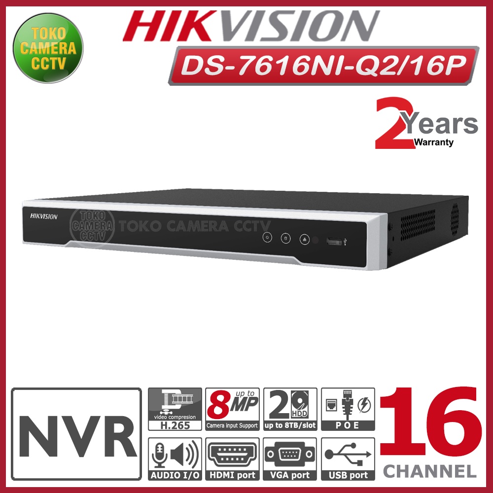 NVR 16 CHANNEL HIKVISION DS-7616NI-Q2-16P POE