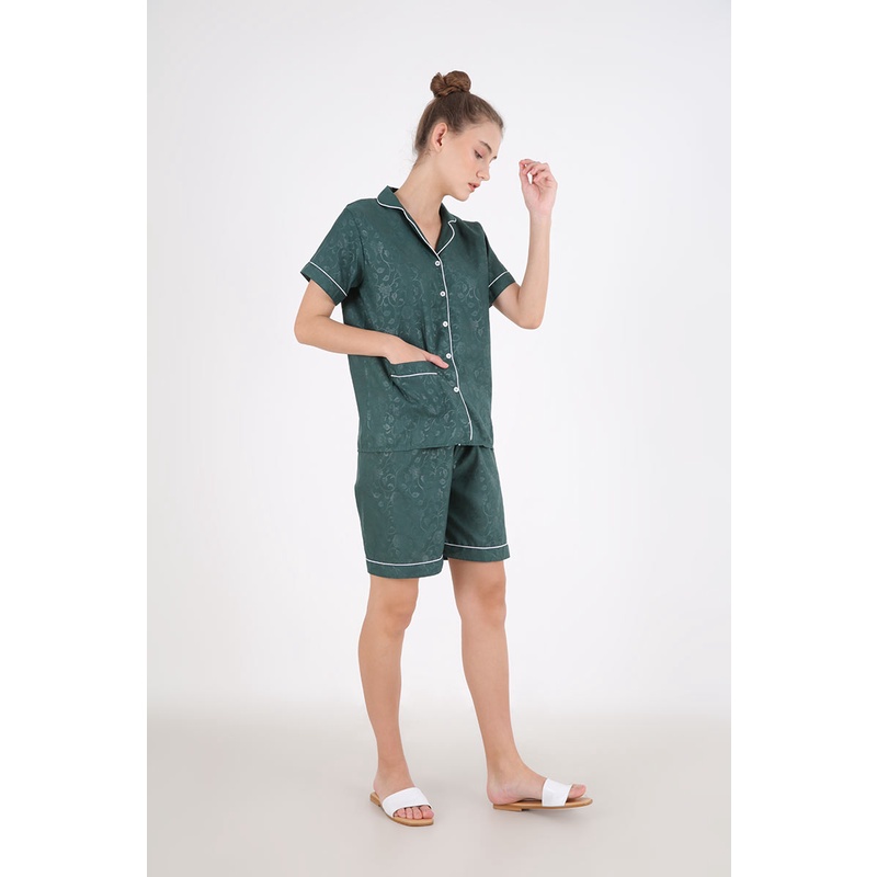 Sorabel - Piyama Set Wanita Avika Aviani Plain Long Pants Sleepwear M / One Size / Jumbo-Aviani Green