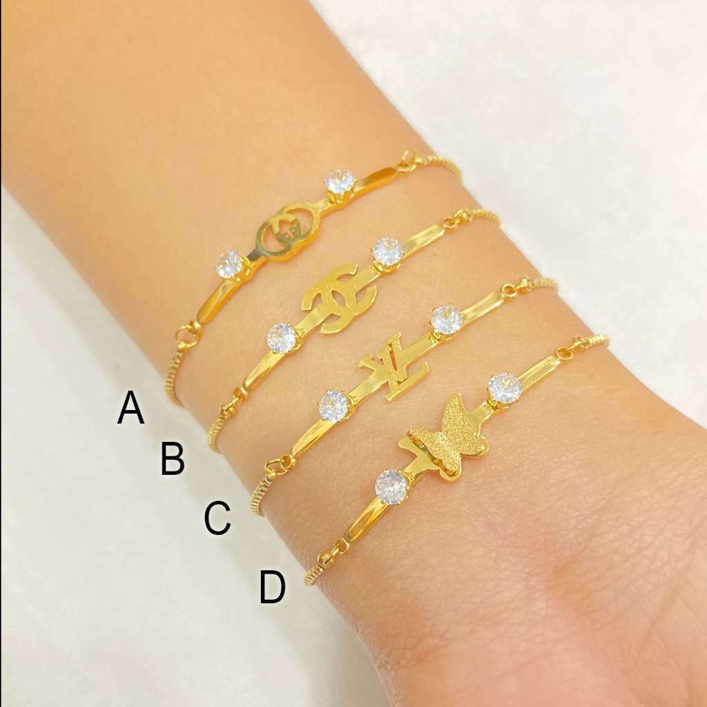 Gelang Serut Titanium Macam Model Warna Gold Gelang Anti Karat Aksesoris Fashion