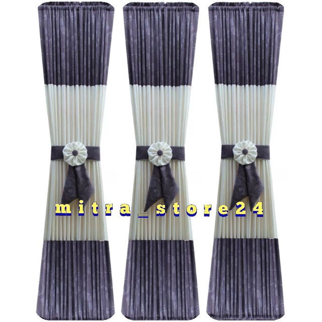 gorden kupu kupu pita ikat spiral jendela minimalis ruang tamu kombinasi warna abu crem