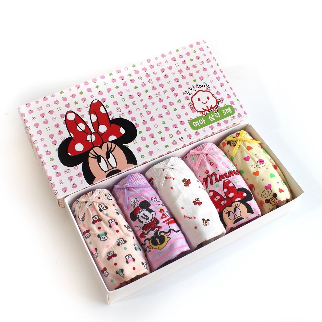 SET Celana Dalam Anak Perempuan Minnie Mouse Celana Dalam Anak dengan Box Kolor Anak Perempuan Import Minie Mouse