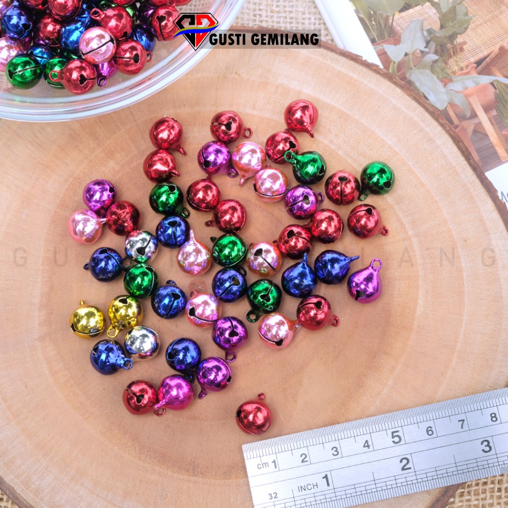 isi 6 bell bulat 10mm warna warni lonceng/kelintingan