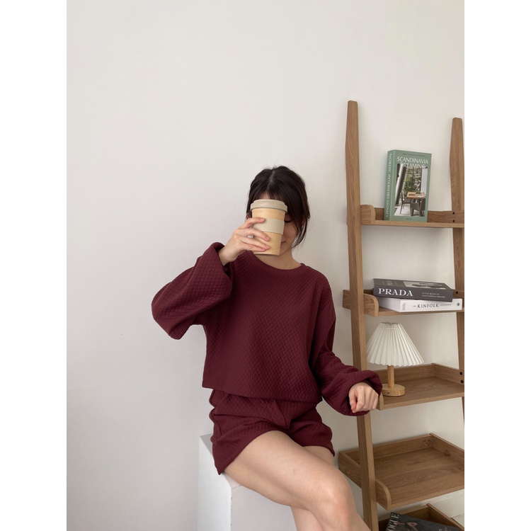Kadaka T-0394 Sweater Crop Premium Cotton Emboss