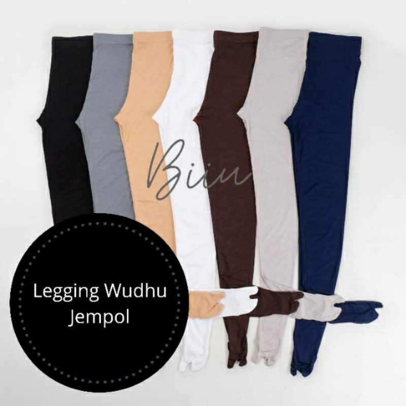 Biiu Celana Legging Wudhu Jempol Wanita Kaos Spandex Premium