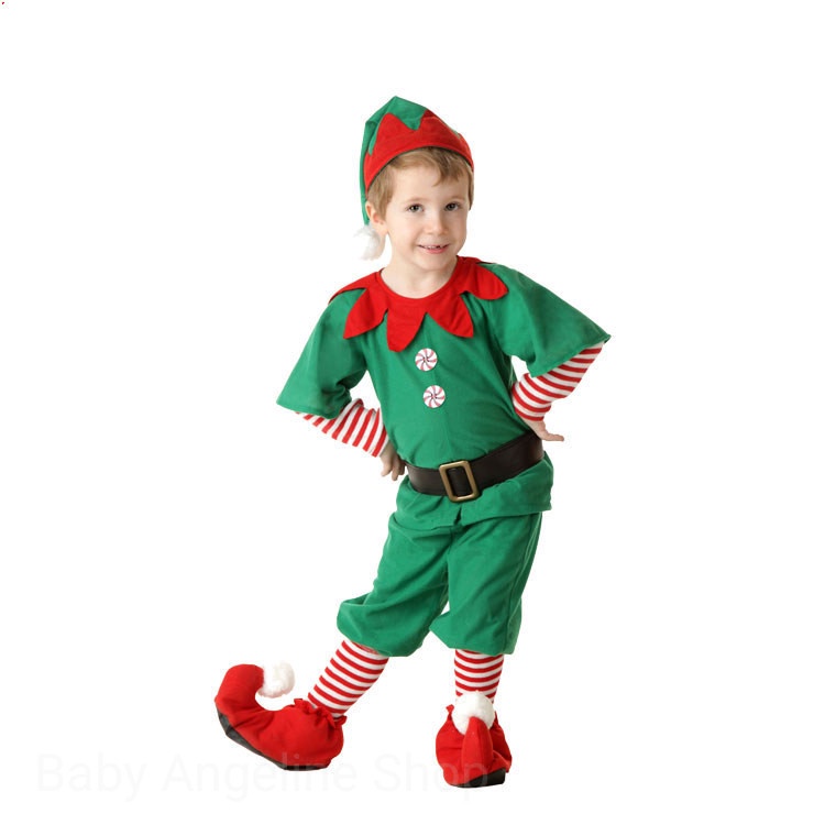 Christmas elf costume toddler kostum anak peri natal gnome