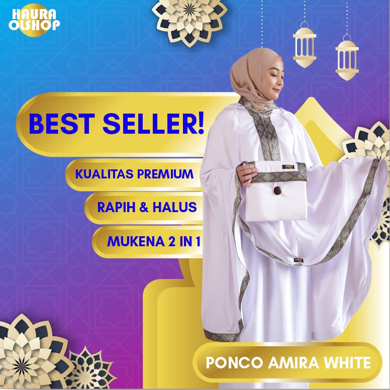 Mukena Cantik Casta White Mewah Dewasa Terbaru 2022 Warna Putih Ponco Murah Amira White Bahan Katun 