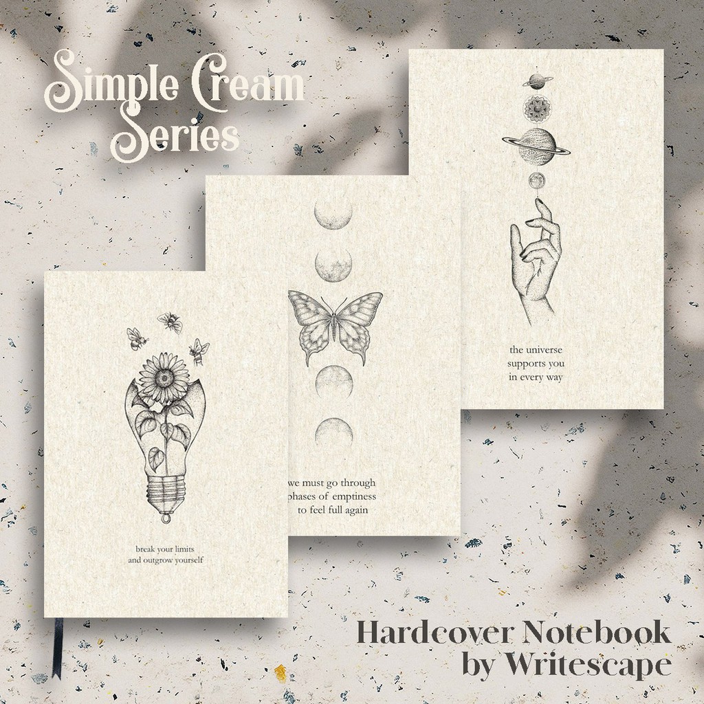 

SIMPLE CREAM SERIES Hardcover Binded Notebook buku tulis a5/b5 plain grid dotted sekolah bujo diary