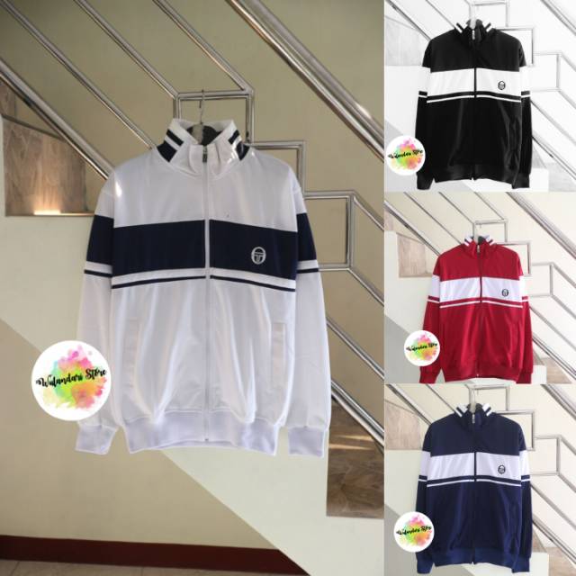 Jaket Tracktop ST Damarino Navy List Putih