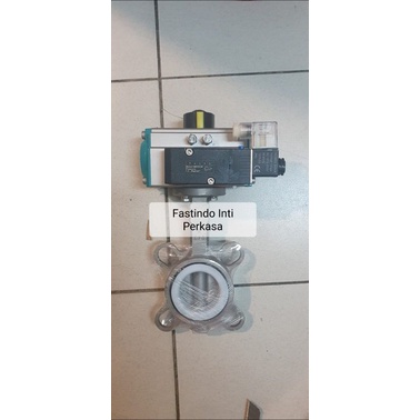 Butterfly valve stainless pneumatic actuator 1.5 inch DN 40 + Solenoid