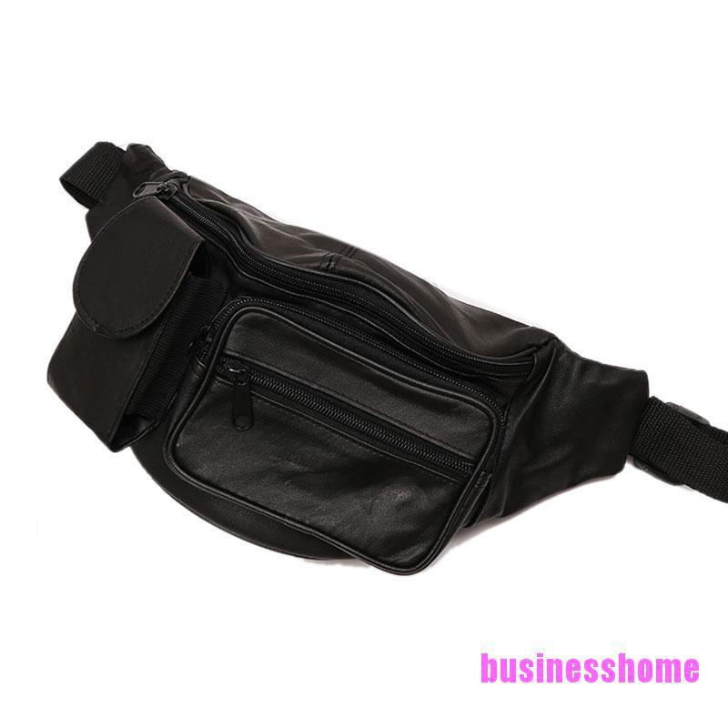 black leather fanny pack mens